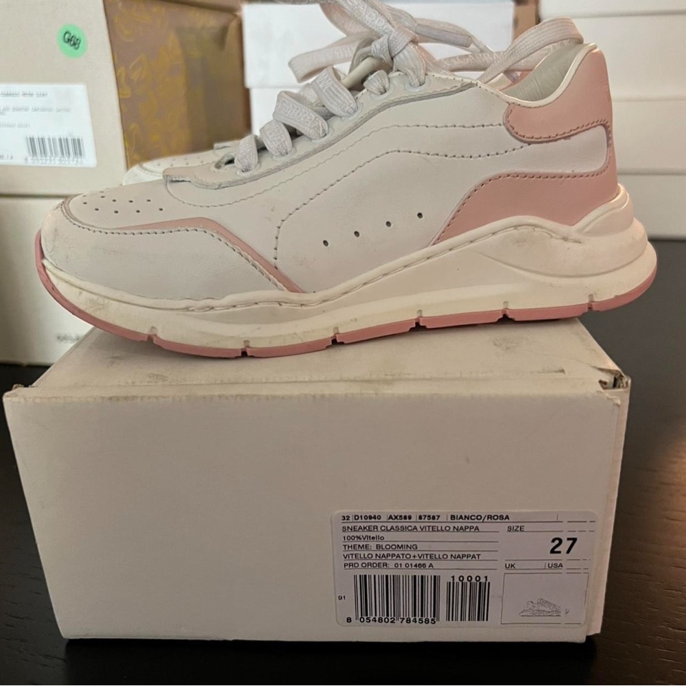 White and Pink Sneakers